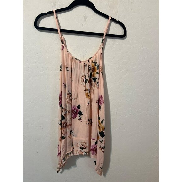Torrid Sz 0 (US L 12) Blush Pink Lighweight Boho Floral Print Camisole Tank Top - Picture 1 of 7